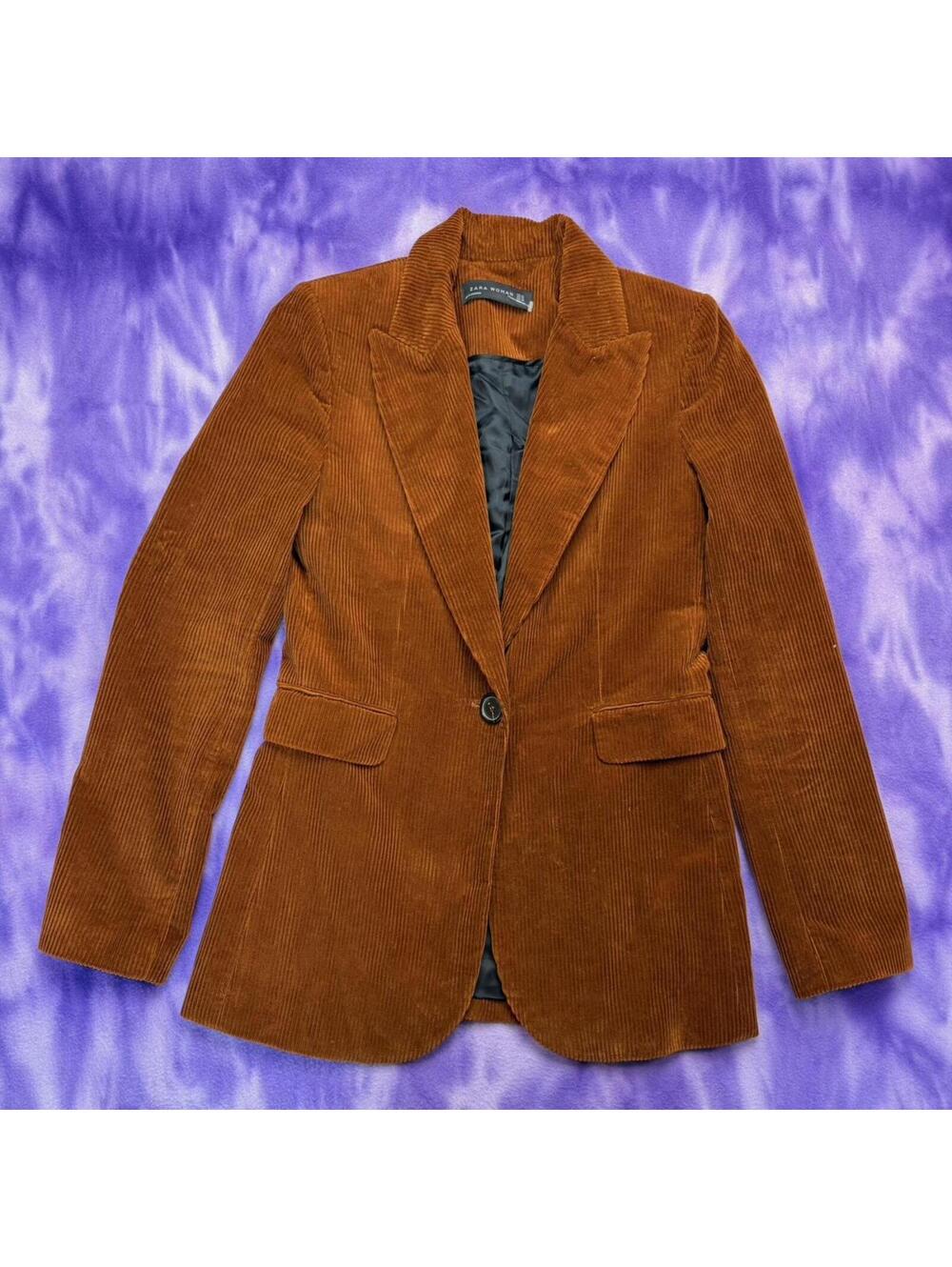 Zara woman brown corduroy blazer with pockets
